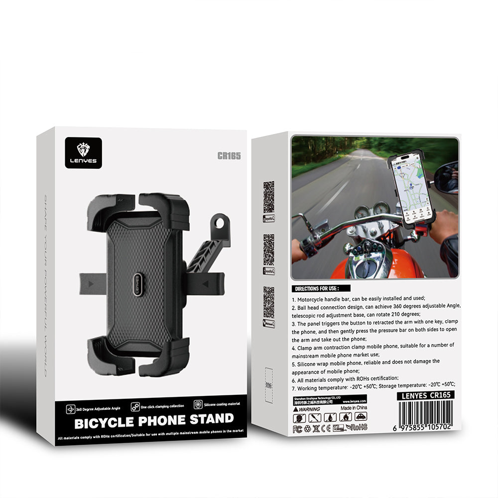 Lenyes CR165 Sarsıntı Önleyici 360° Derece Dönebilen Ayarlanabilir Motosiklet ve Bisiklet Telefon Tutucu Lenyes CR165 Sarsıntı Önleyici 360° Derece Dönebilen Ayarlanabilir Motosiklet ve Bisiklet Telefon Tutucu